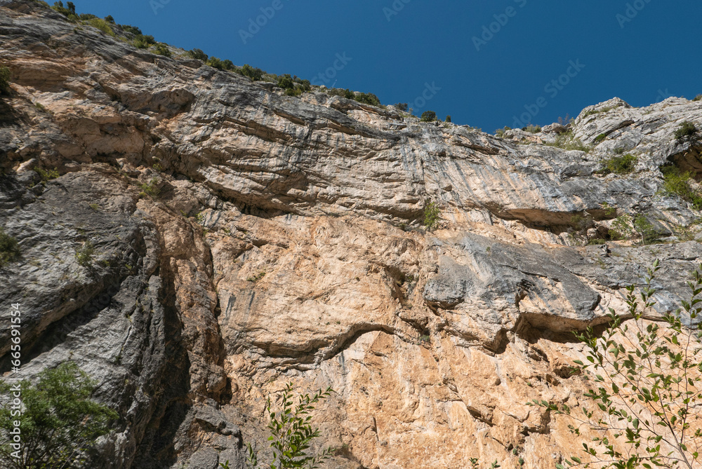view of the rock face in the Fara San Martino gorges view of the rock face in the Fara San Martino gorges