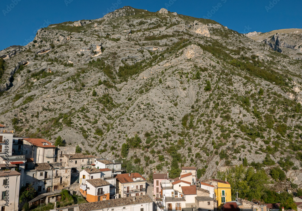 glimpse of the beautiful village of Fara San Martino among the mountains