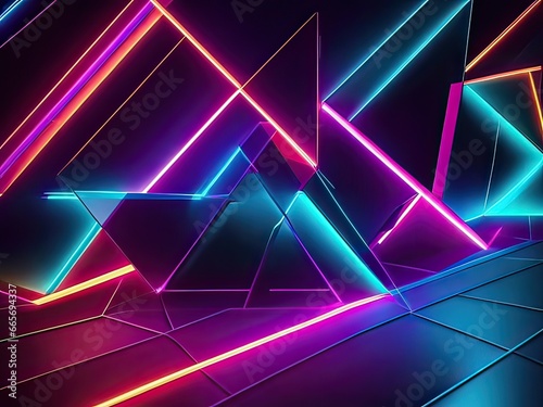Beautiful neon background of geometry, and lines.