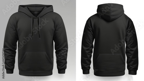 Front and Back Black Hoodie Mockup for Apparel Design Showcase