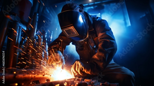 Worker welds at the factory © RMedia