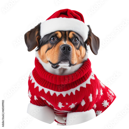 Cute Dog in Christmas Sweater © AEKBLAHA