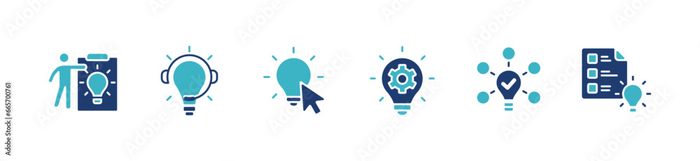 collection of creative thinking idea solution icon set for web and app. lightbulb inspiration business brainstorm innovation vector illustration - obrazy, fototapety, plakaty 