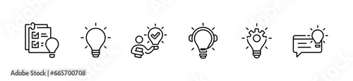 simple creative idea lightbulb inspiration solution innovation thinking icon outline set business problem solving success invention vector illustration for web and app symbol design collection