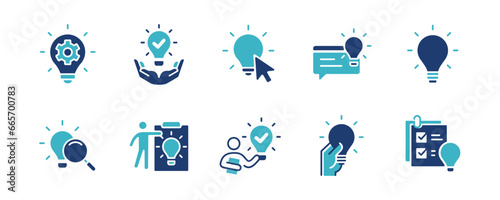 creativity solution innovation light bulb icon set business thinking creative marketing invention idea vector illustration collection