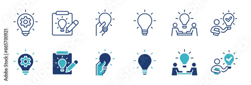 creativity idea lightbulb innovation icon set business thinking creative inspiration vector illustration startup project management symbol design