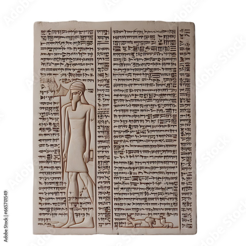 The Code of Hammurabi (c. 1754 BC)  Illustration Art on a Transparent Background Generative AI.