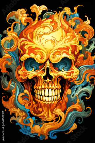 Whispers from Beyond: An Abstract Poster Illustration Embodying the Sinister Forms of a Demon, Skull, or Ghost - Generative AI