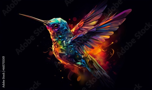 hummingbird logo with multiple colors flying through the air.. © Ahasanara