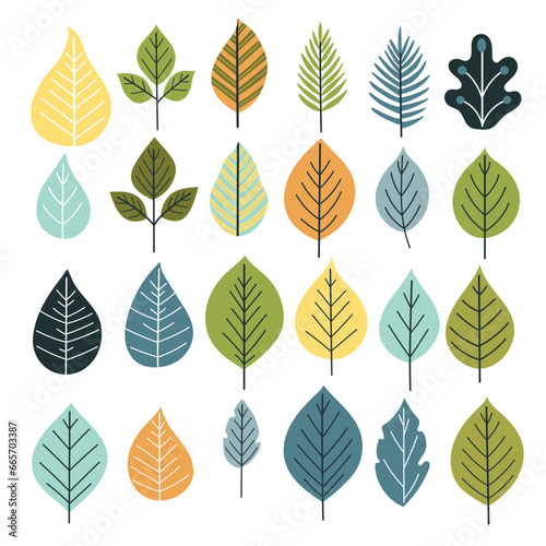 Vector illustration set of simple leaves.