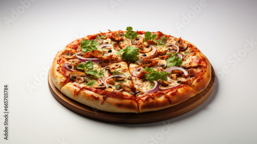 Delicious pizza on a clean white background, a mouthwatering feast for your eyes and taste buds