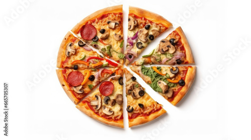 Delicious pizza on a clean white background, a mouthwatering feast for your eyes and taste buds