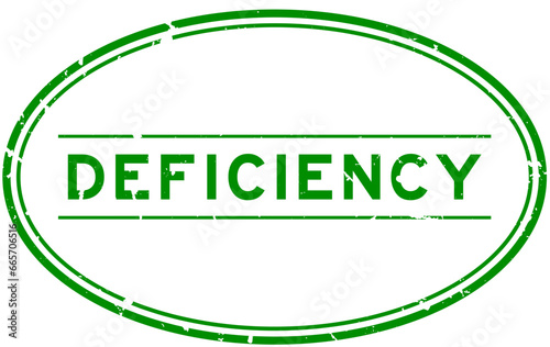 Grunge green deficiency word rubber seal stamp on white background