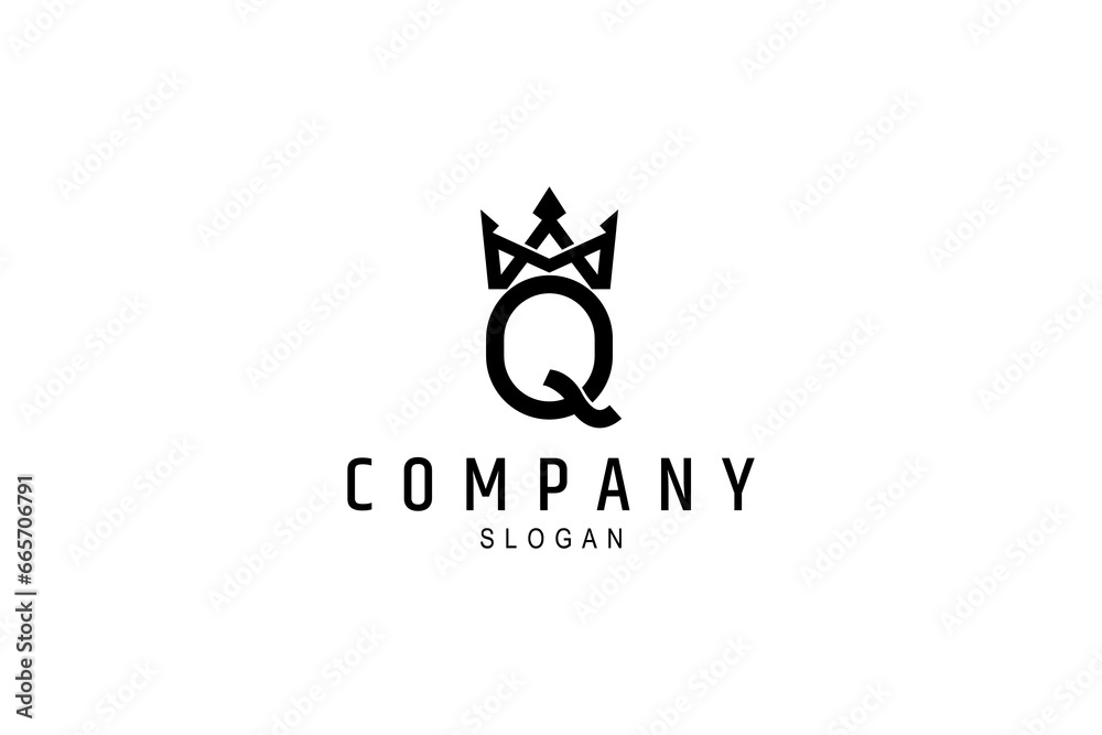 Letter Q Crown Logo Design Vector Letter Q Crown Logo Design Vector