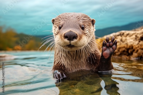 Otter in the water. © Ahasanara