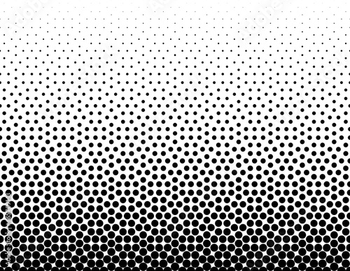 Diminishing circles . Geometric pattern on a white background. Seamless in one direction. Long fadeout