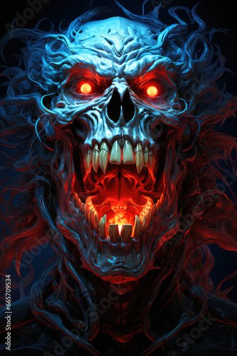 Whispers from Beyond: An Abstract Poster Illustration Embodying the Sinister Forms of a Demon, Skull, or Ghost - Generative AI