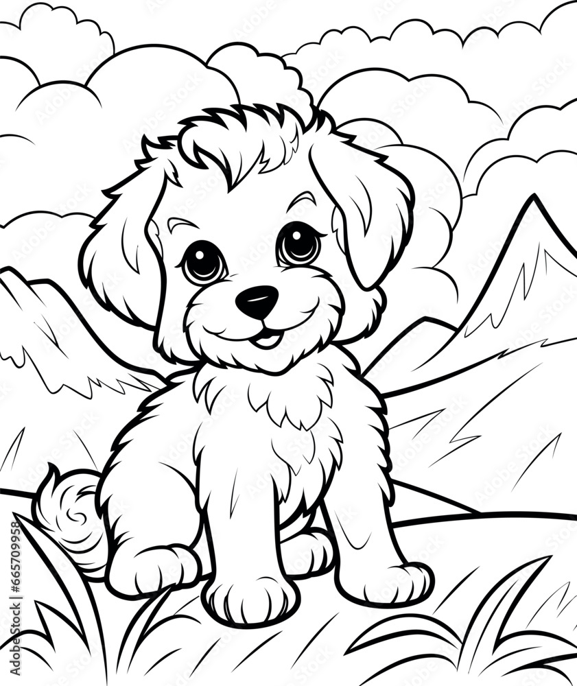 Fototapeta premium Maltipoo dog coloring page