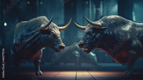 Bull and bear concept of stock market exchange.Generative AI