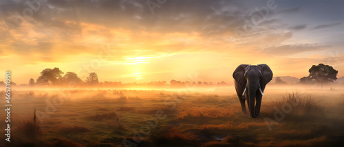 elephants in a meadow on background