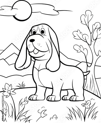 Basset Hound dog coloring page