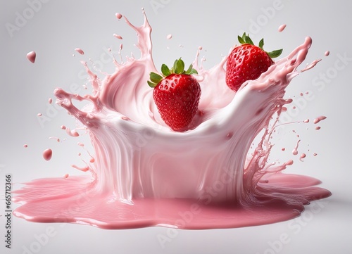 strawberry splashing milk