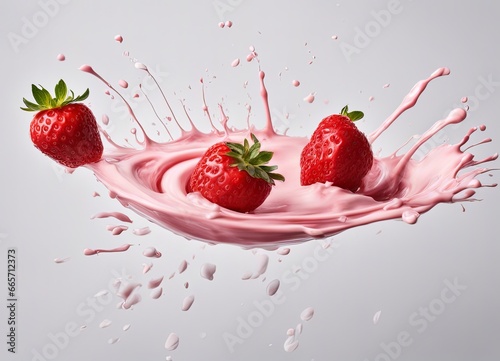 strawberry splashing milk