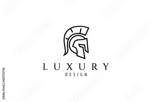 Spartan warrior line logo. symbol of a strong knight