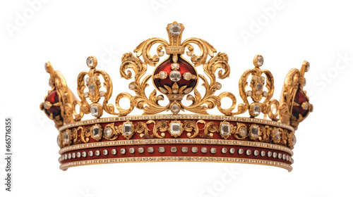 Elegant golden crown isolated on a pristine white background, fit for royalty and opulent occasions