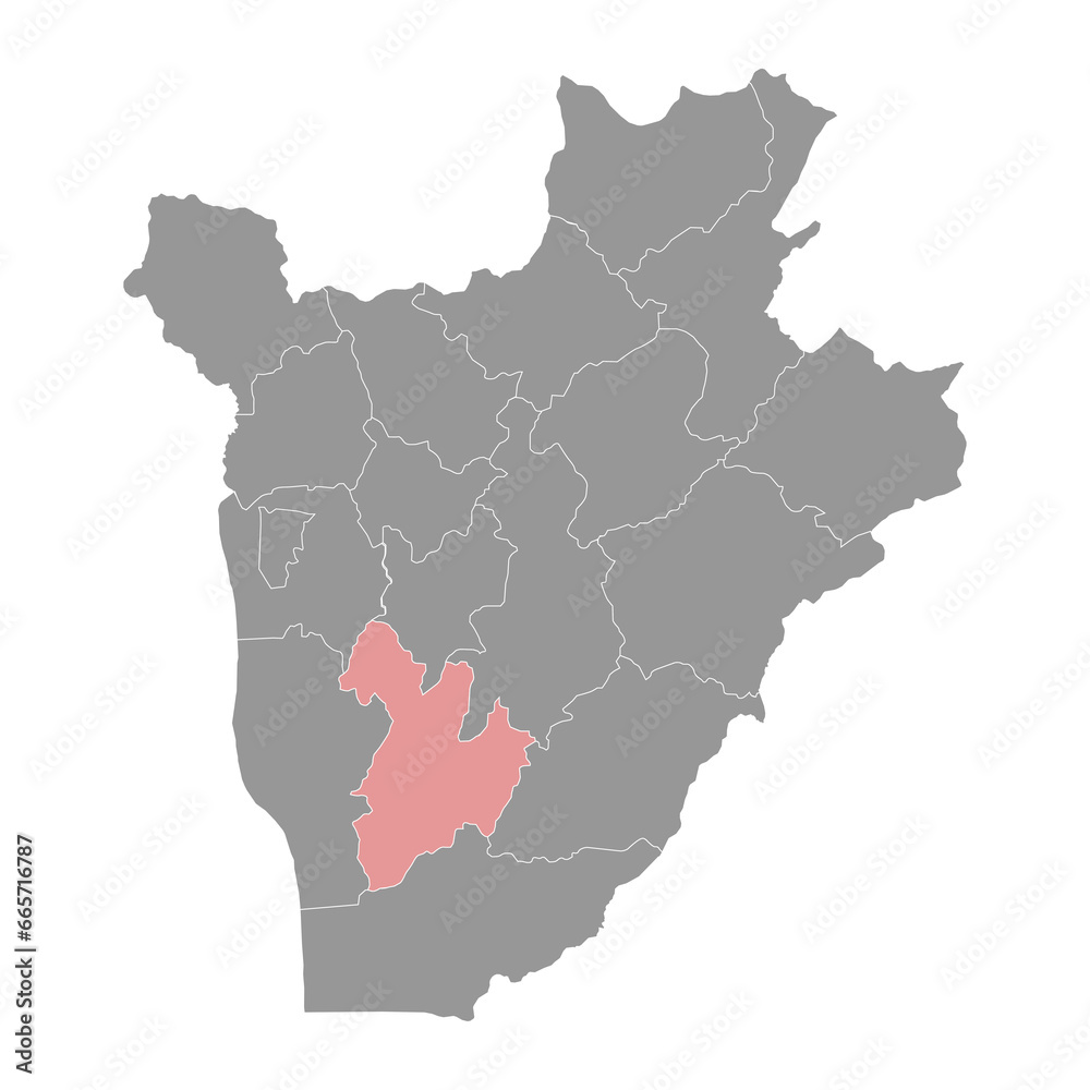 Bururi province map, administrative division of Burundi.