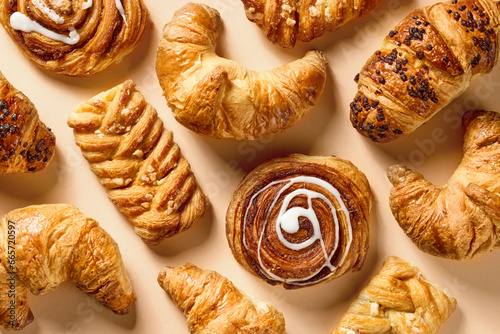 assorted freshly baked pastries photo