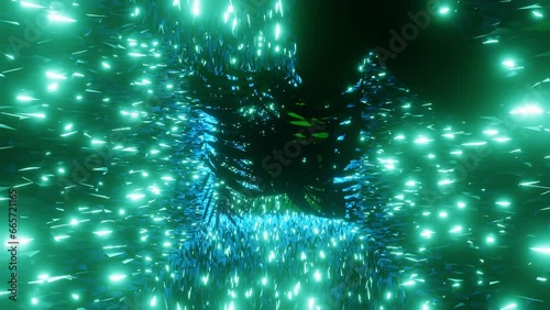 Backward motion Abstract animated Mystical fantasy wild neon jungle motion background. Seamless loop VJ 4k.