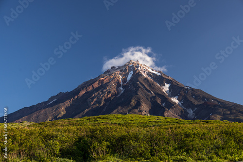 view of the peaks of the Koryak volcano