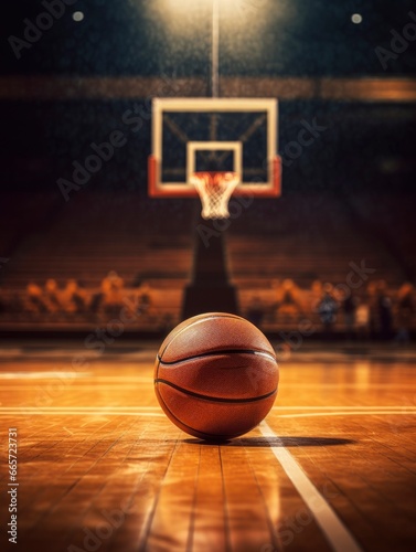 Basketball pitch and ball staged professional photo © shooreeq