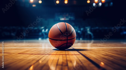 Basketball pitch and ball staged professional photo