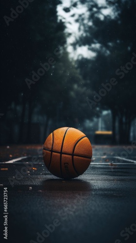 Basketball pitch and ball staged professional photo © shooreeq