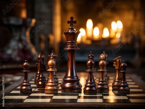 Chess board beautiful figures staged professional photo