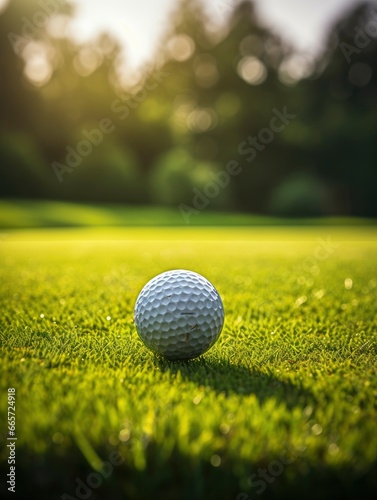 Golf ball on a field in golf club professional staged photo