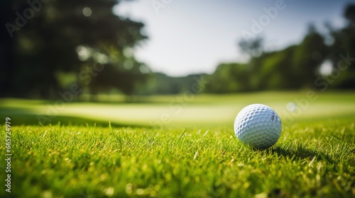 Golf ball on a field in golf club professional staged photo