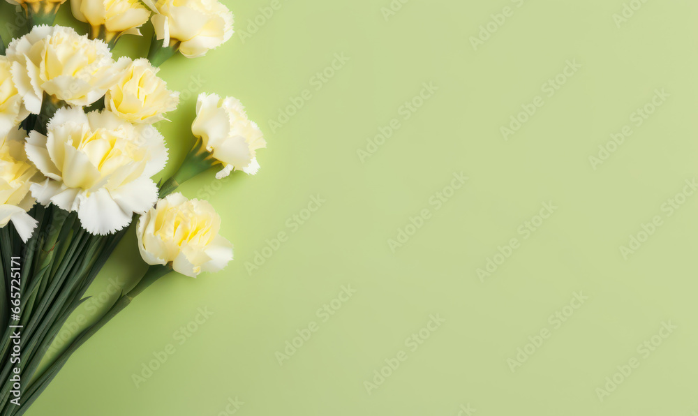 Elegant carnations in full bloom, presenting a harmonious blend of yellow and white hues. Elegant carnations in full bloom, presenting a harmonious blend of yellow and white hues.