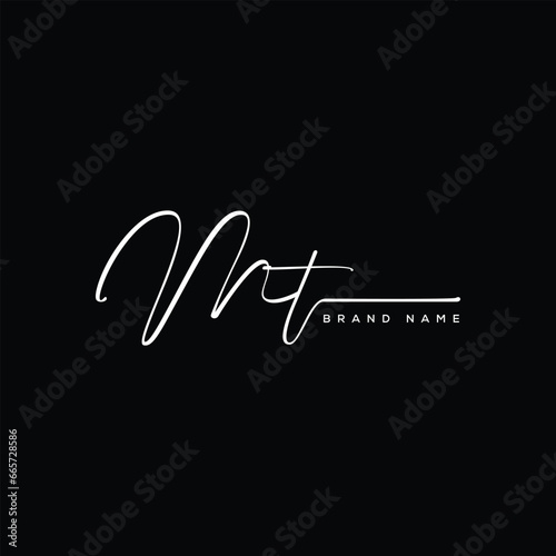 MT letter beauty handwriting vector logo.