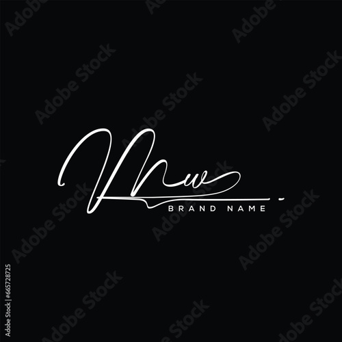 MW letter beauty handwriting vector logo. photo