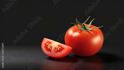 Tomatoes  on a black background. 