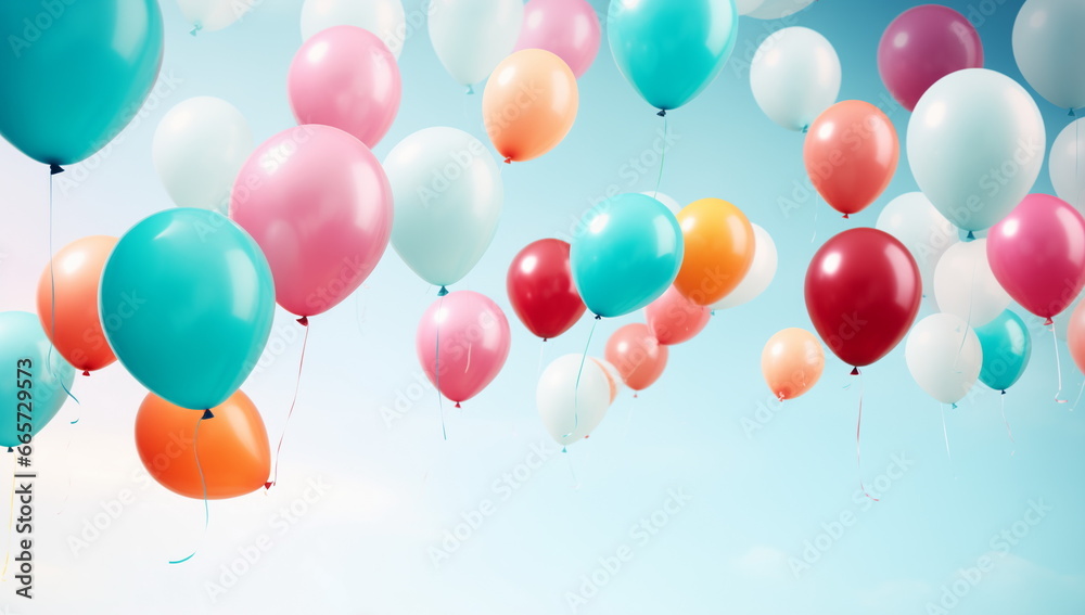 Holiday, colorful balloons with helium on a white background. Birthday party