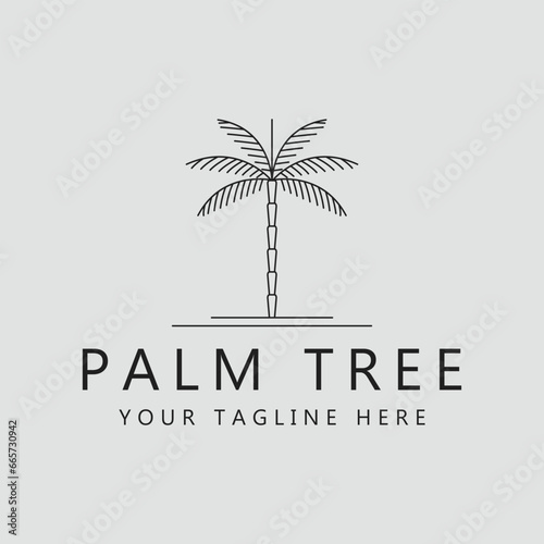 palm tree logo line art simple minimalist vector illustration icon graphic design