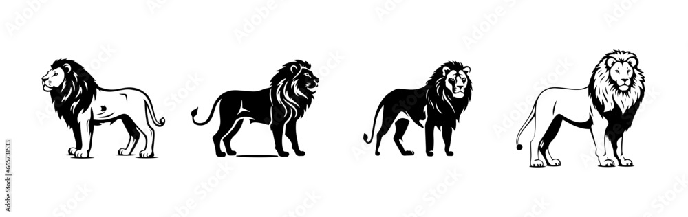 black and white illustration of lion