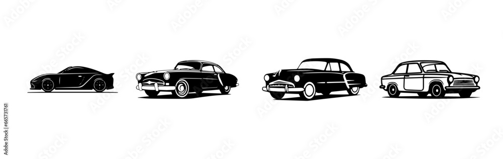 black and white illustration of a car