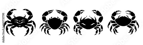 black and white silhouettes of crabs