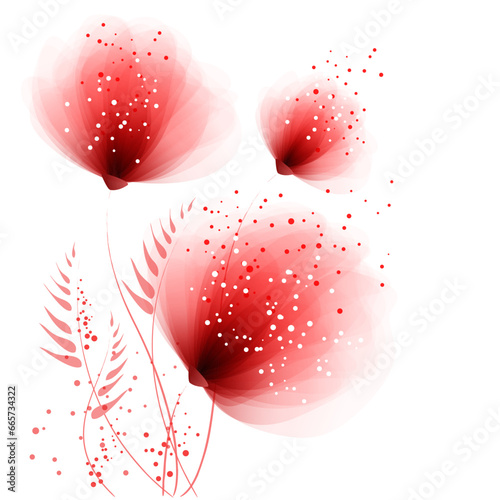 vector background with red flowers
