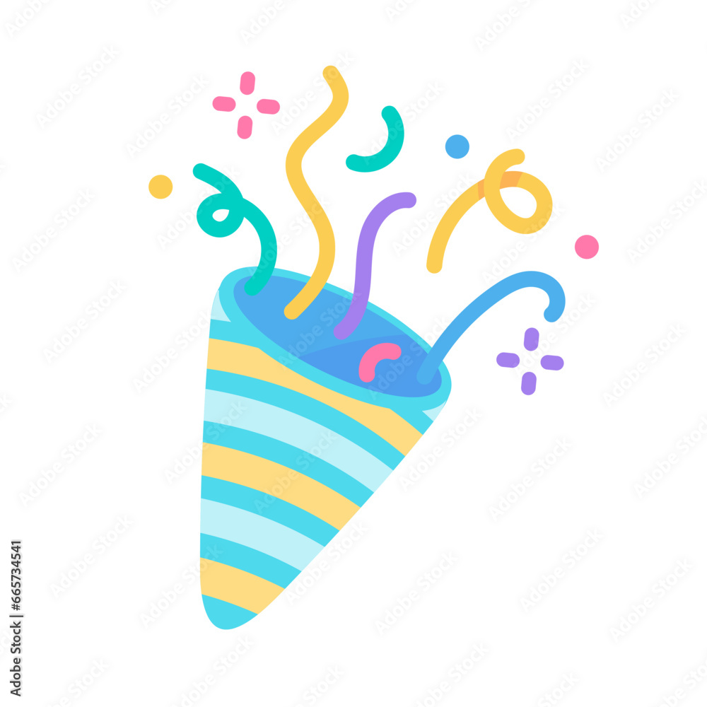 Obraz premium Party poppers explode confetti at birthday party events.